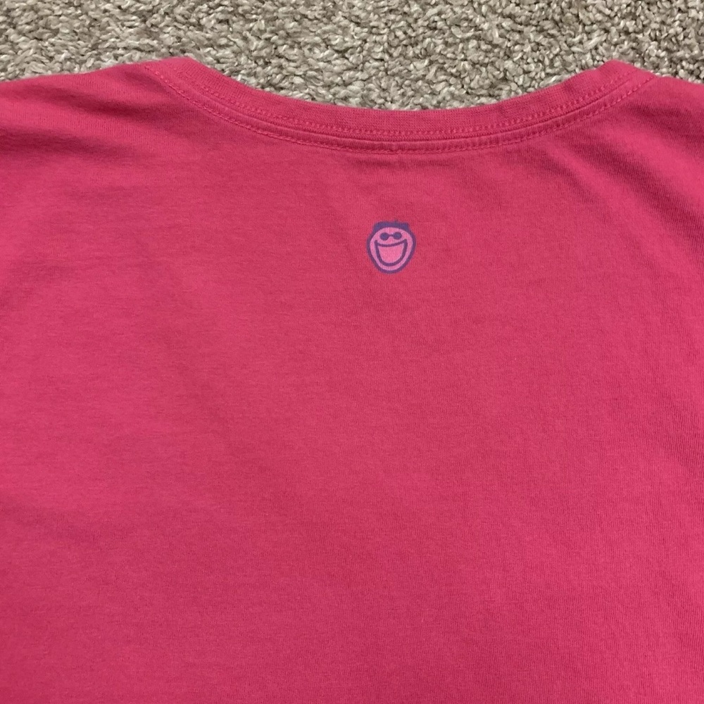 Life is good Shirt Womens Large Pink Casual Cotton Wine Glass Half Full Tee - Picture 7 of 9